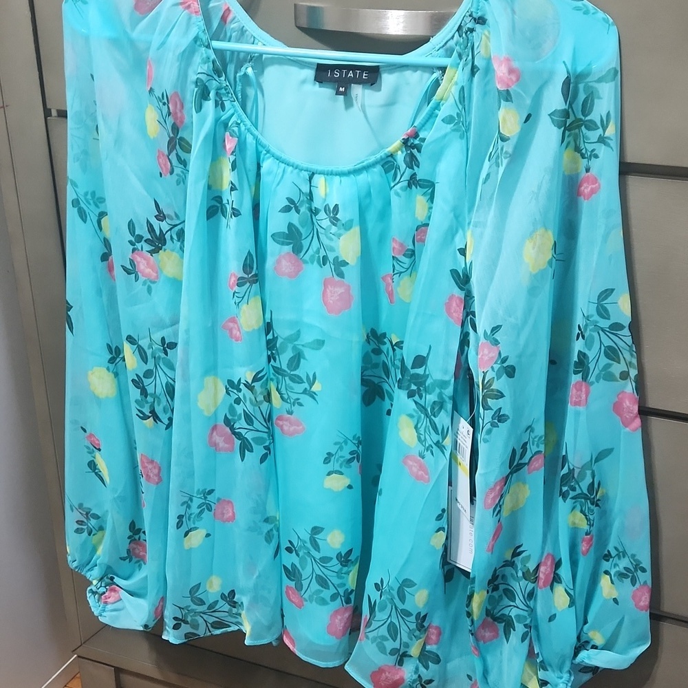 1.STATE Women's Floral Scoop- Neck Long- sleeve Blouse - Picture 6 of 10